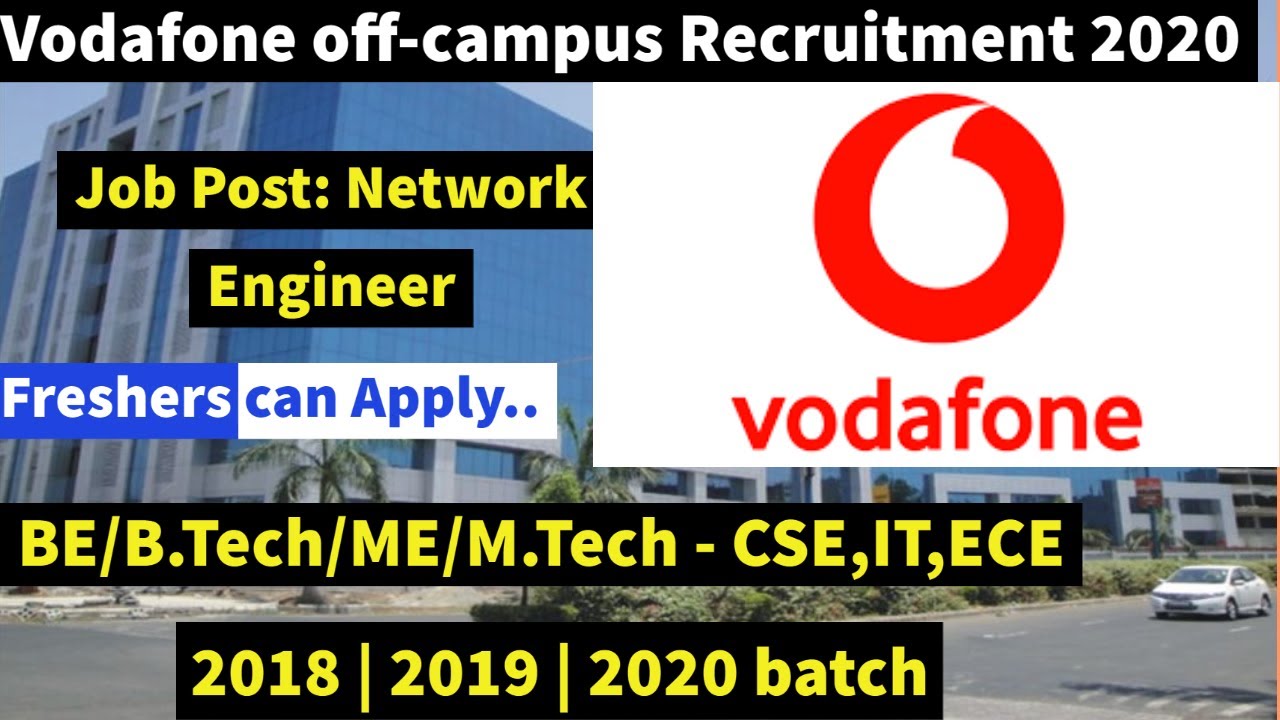Vodafone Recruitment 2020 | Network Engineer | BE/B.Tech – CSE,IT,ECE