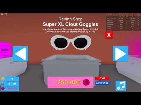 I Bought The Super Xl Clout Goggles In Mining Simulator Roblox Youtube - roblox clout goggles