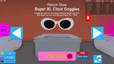 I BOUGHT THE SUPER XL CLOUT GOGGLES IN MINING SIMULATOR | ROBLOX