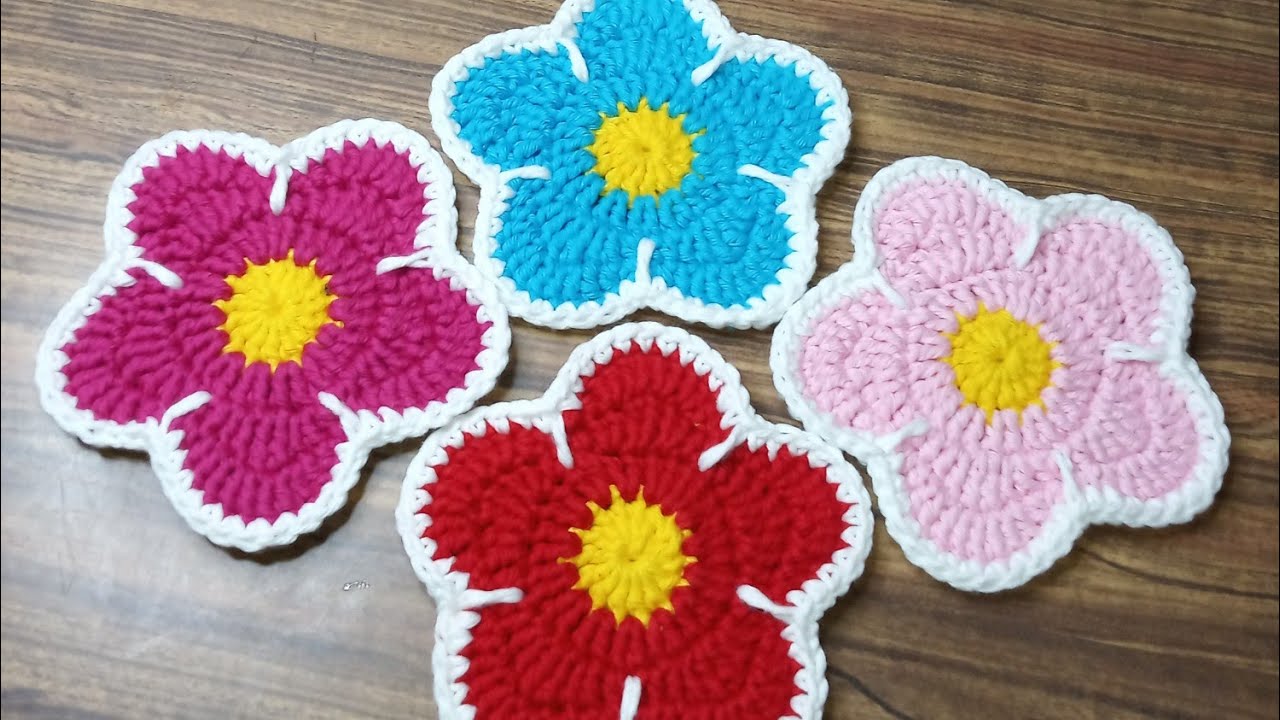 Porta Copo de Crochê Flor Fácil e Delicado/Flor de Crochê para Aplicação