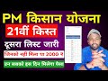 पीएम किसान 21 वीं किस्त दूसरा लिस्ट जारी,अब सबको मिलेगा 2000रुपया 