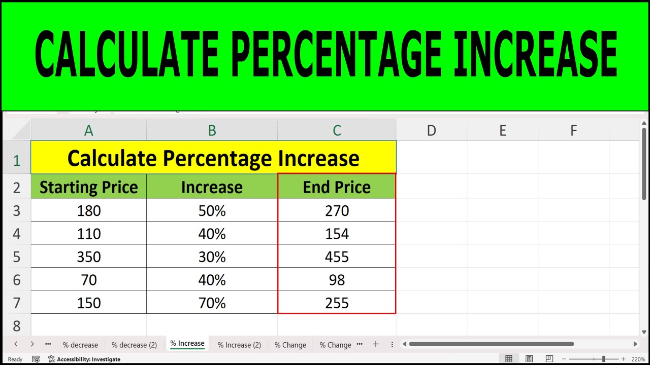 How to Calculate Percentage Increase in Excel | Easy Excel Tutorial ...