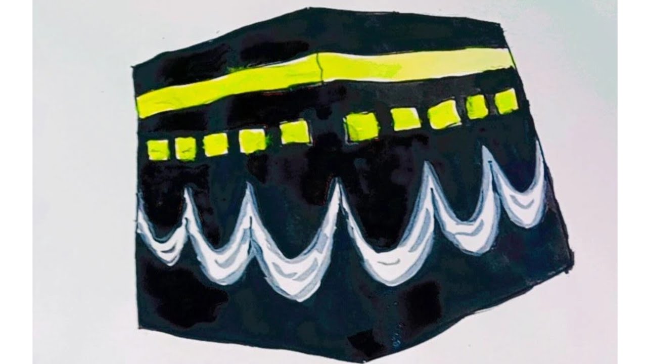 khana kaaba drawing tutorial |  Makkah drawing Easy 