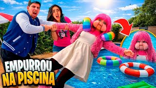 We Pushed The Chubby-Cheeked Girl Into The Pool It Went Very Badly.