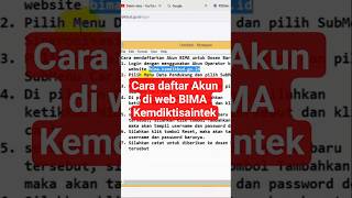 Cara Daftar Akun Di Bima shorts bima bimakemdikbud dosenmuda dikti diktiristek