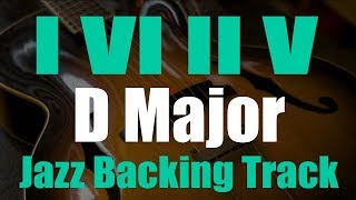 Video thumbnail of "1-6-2-5 (turnaround) Jazz Backing track in D major"