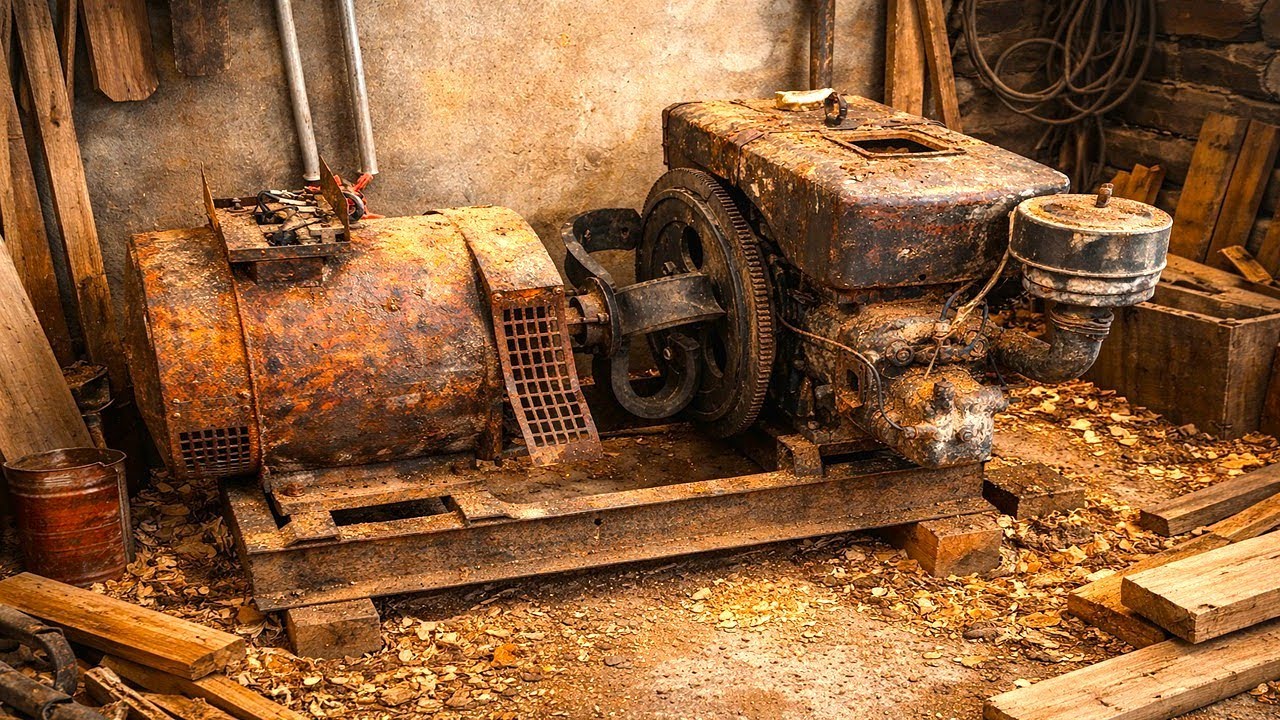 Genius Restores a Severely Rusted Generator Abandoned for Years to Help a Carpenter in Need