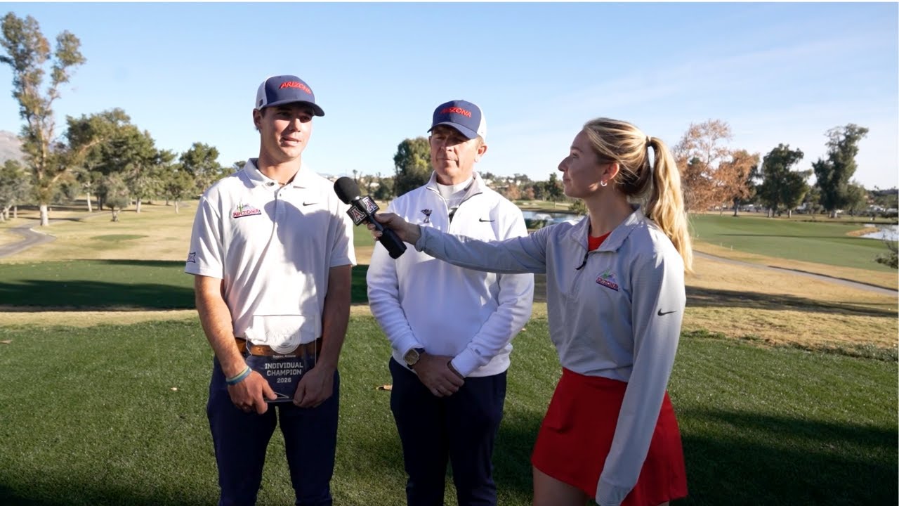 Чемпион NIT в индивидуальном зачете Филип Якубчик и тренер Джим Андерсон | Мужская команда по гол...