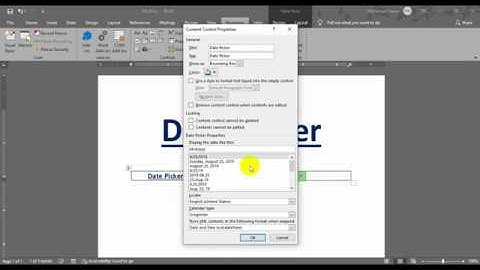 How to Use Date Picker in MS Word | Date Picker in MS Word | MS Office 2019 | MS Word Advanced