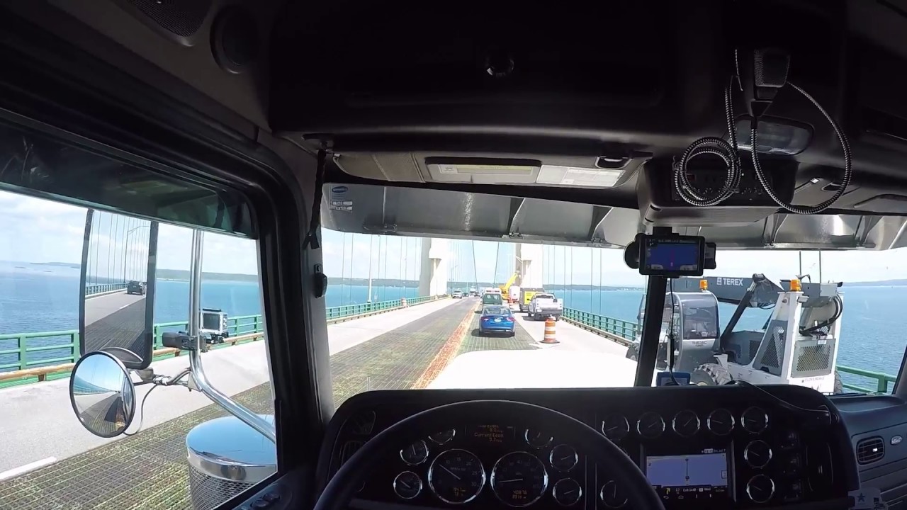 2018 389 Peterbilt crossing the Mackinac Bridge (vlog #28) camera iphone 8 plus apk