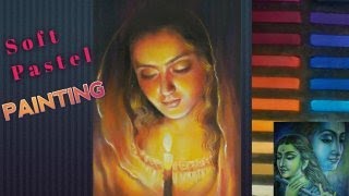 Soft Pastel drawing/How to draw a face/Woman with candle painting screenshot 4