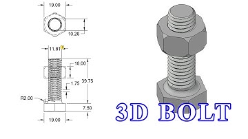 How to drawing 3D Bolt and Nut in AutoCAD, AutoCAD 3D, AutoCAD Tutorial, Sketches
