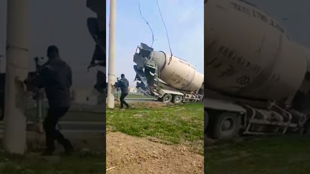 Massive Crane Fail: Concrete Truck Plummets During Unloading!