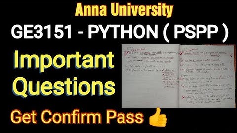 GE3151- Python | PSPP | Important Questions | 13-04-23 Dated Exam | anna university|easy pass latest
