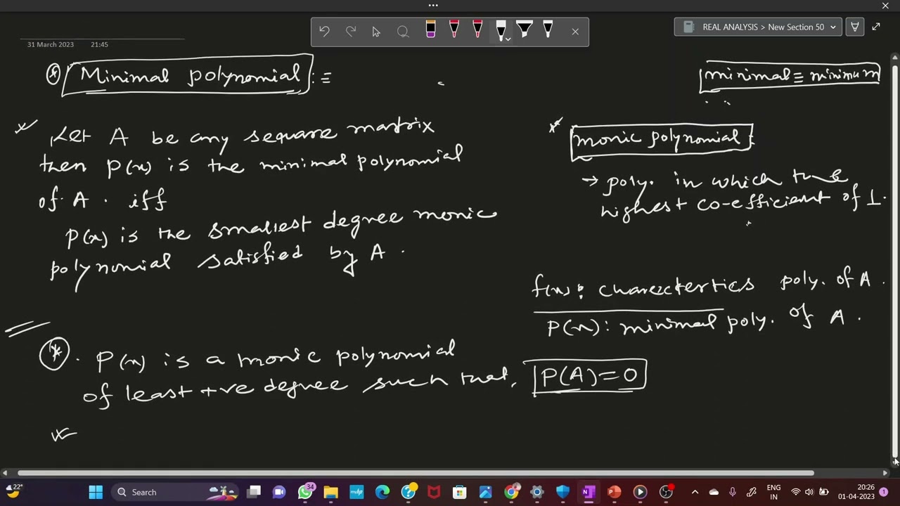 MINIMAL POLYNOMIAL , DIAGONALIZATION (FULL CONCEPT )//FOR NET/GATE/JAM