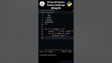 Day 19:  Easy Center Aligned Increasing Number Pyramid Pattern in Python | 30 Days of Code