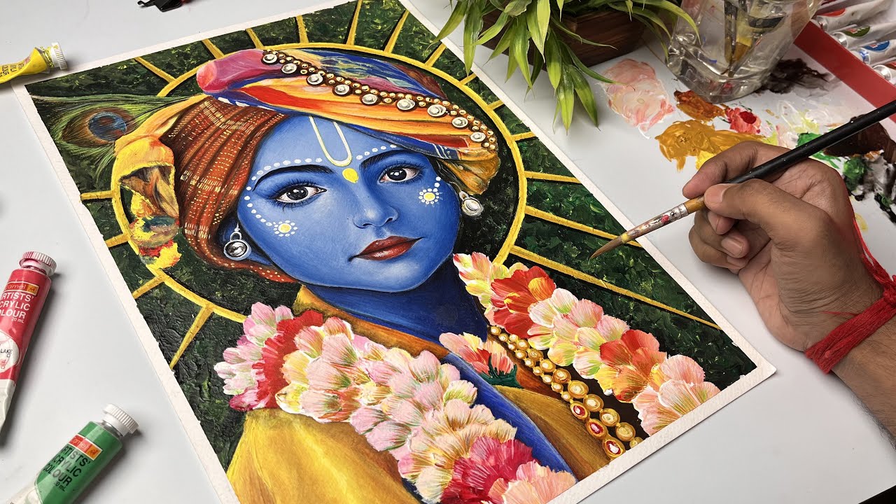 Buy Lord Krishna Glass Painting Online | Artwale