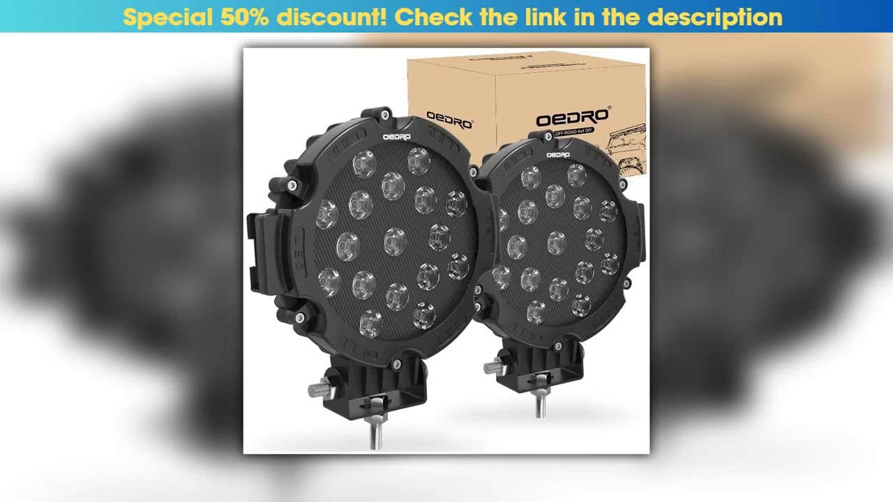 2PCS 7 Inch 51W Round LED Offroad Lights 5100LM Spot Driving Light Pod Bumper Roof Fog Light Fit
