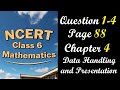 Question 1 - 4 Page 88 | Class 6 Maths Chapter 4 Data Handling | NCERT Ganita Prakash