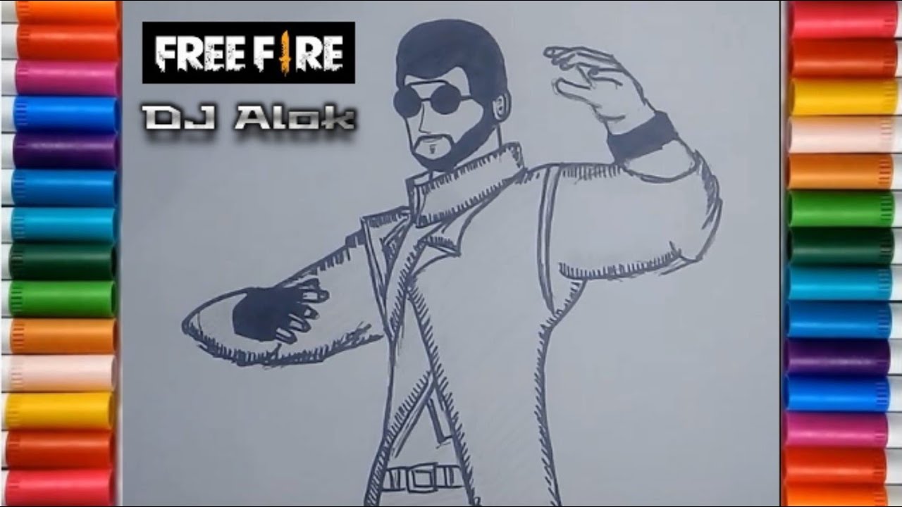 Speed Drawing How To Draw DJ Alok Free Fire Drawing Garena Free Fire Character YouTube