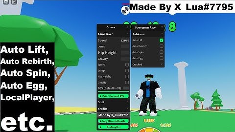 Strongman Race Script | Auto Lift, Auto Rebirth, Auto Spin, Auto Egg, LocalPlayer, etc.