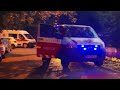 VW T5 volunteer firefights, Engine &amp; Aerial platform on scene with lights