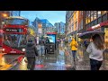 Wet Windy London Walk City Of London To Spitalfields Rainy Walking Tour 4K HDR ASMR 
