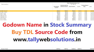 (Buy TDL Source Code Only Rs.125) Godown Name in Stock Summary in Tally Prime 6.0 Updated