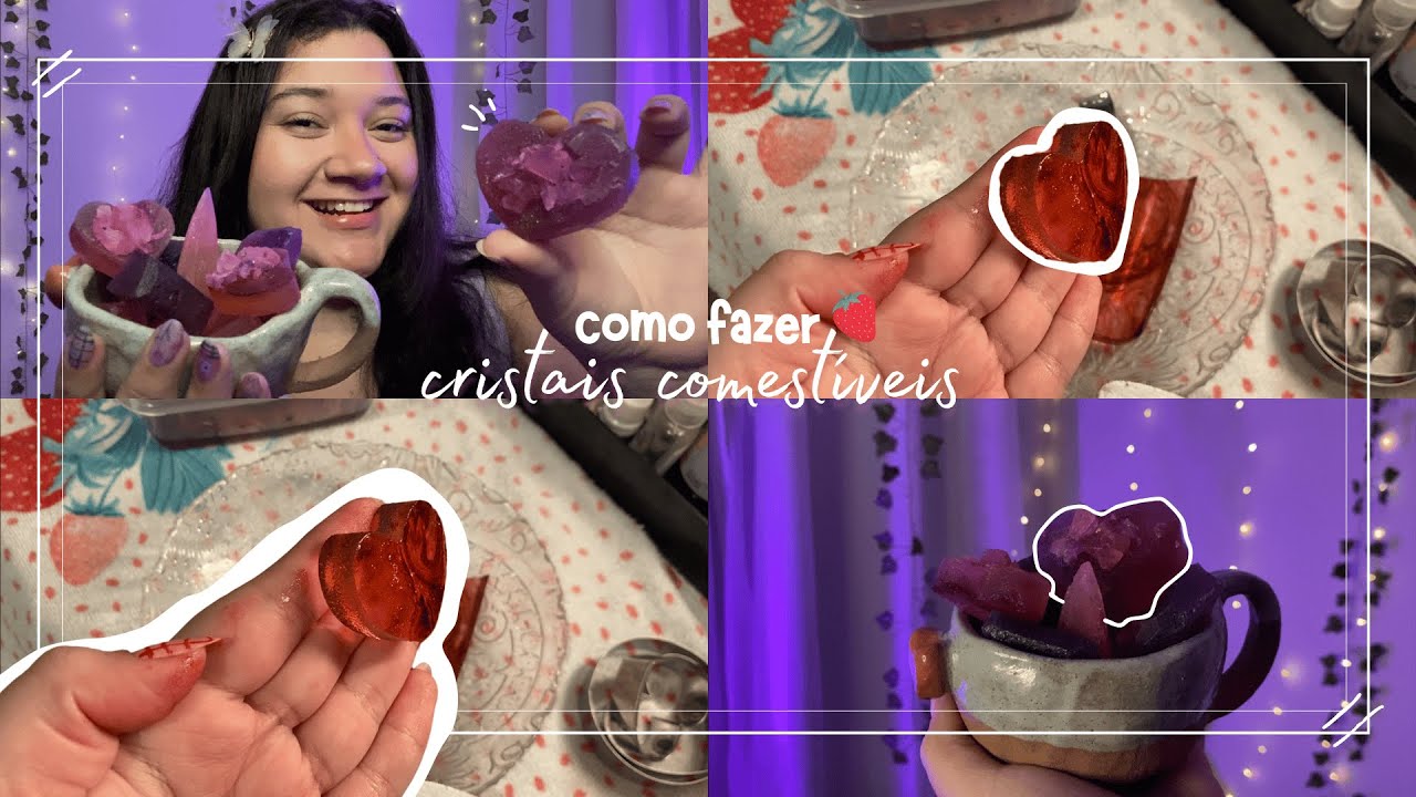 receitinha🍰| como fazer CRISTAIS comestíveis 🍓🐇(crystal candy) - receita e tutorial