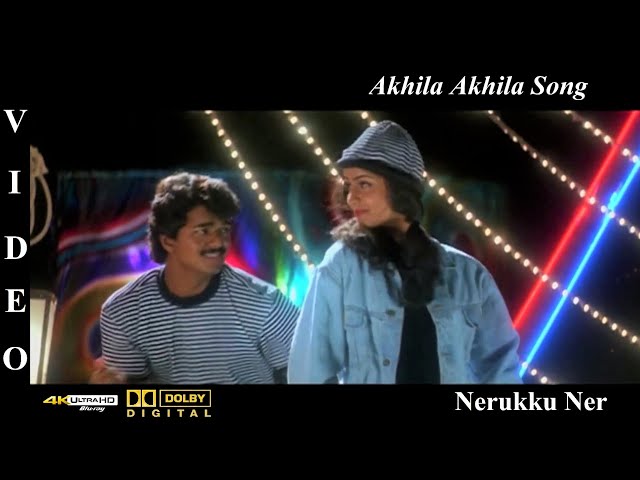 Akhila Akhila Vijay Song - Nerukku Ner Movie Video Song 4K UHD Bluray & Dolby Digital Sound 5.1 DTS class=