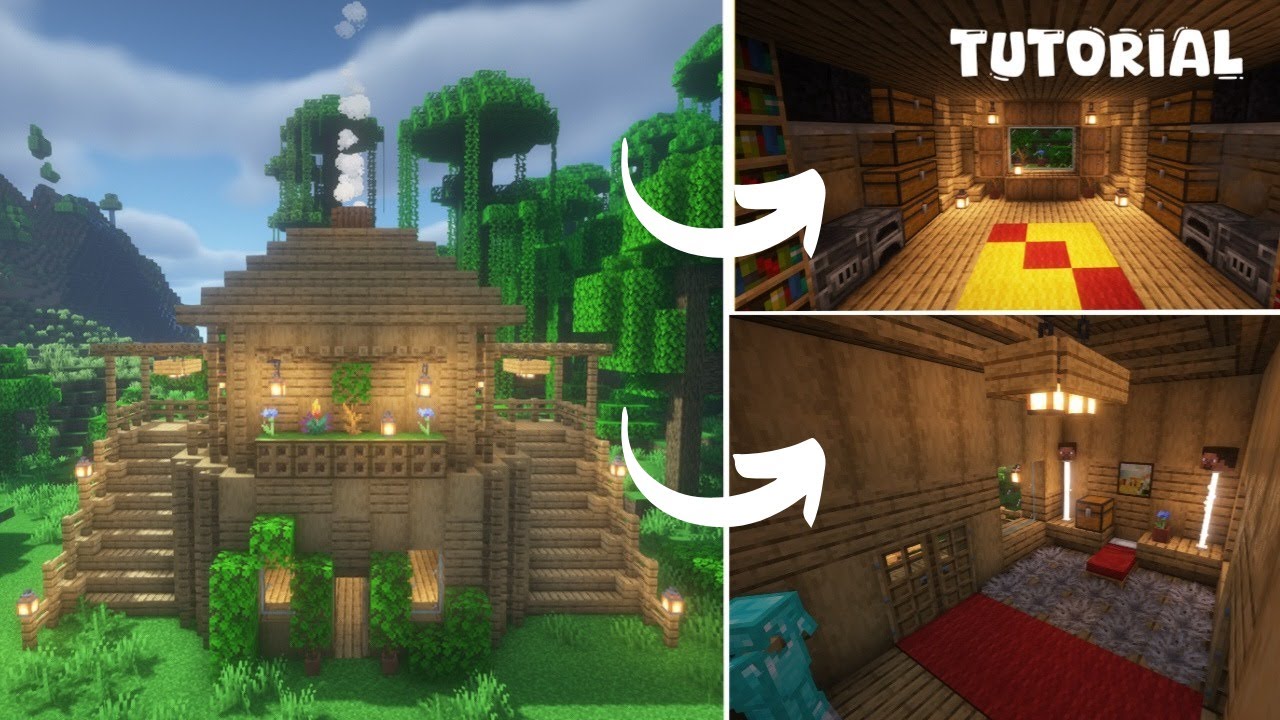 Minecraft: Oak wood house interior tutorial!! - YouTube