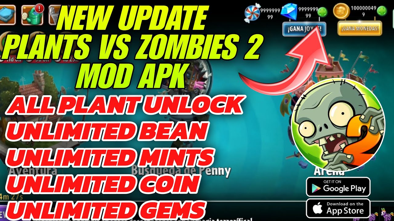 Plants vs Zombies 2 Mod Apk 2025 Unlimited Money, Gems