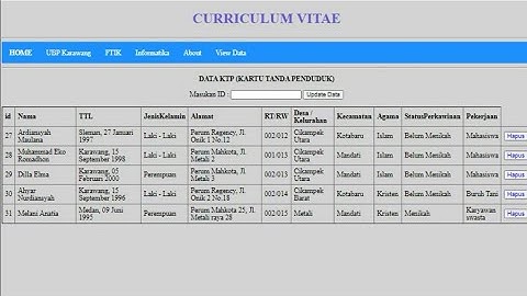 Pemrograman Web - Html MySql database (DELETE)
