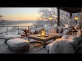 Warm outdoor coffee shop ambience  soothing jazz instrumental with relaxing snow for study and work