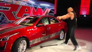 Brock Lesnar destroys J\&J Security's prized Cadillac  Raw, July 6, 2015