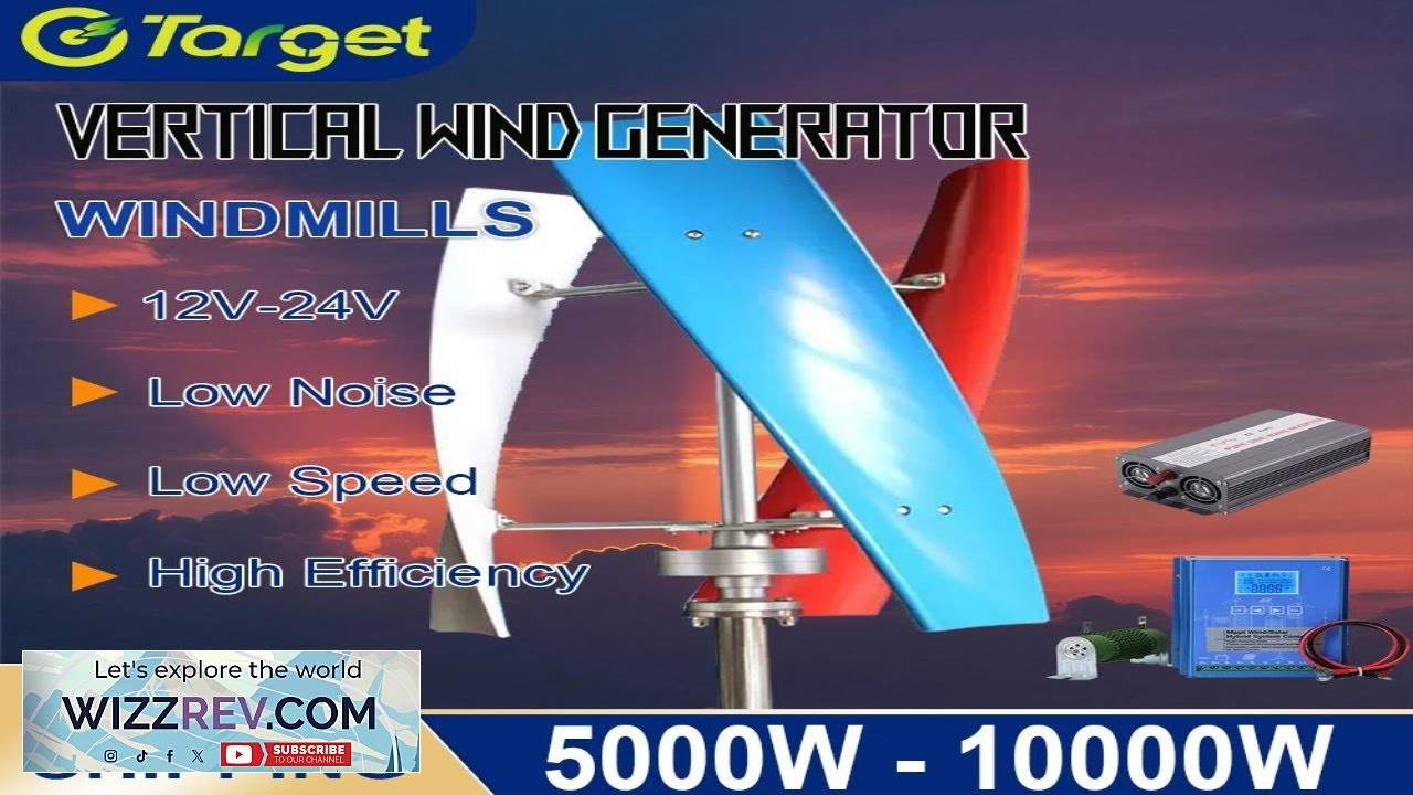 Ветрогенератор с вертикальной осью вращения мощностью 5000 Вт с контроллером, низкий уровень шума...