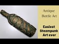 Bottle art/Vintage steampunk bottle art/wine bottle craft/antique bottle/Bottle decoration