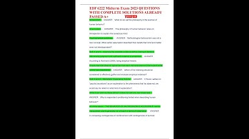 EDF 6222 Midterm Exam 2023 QUESTIONS WITH COMPLETE SOLUTIONS ALREADY PASSED A+ VERIFIED