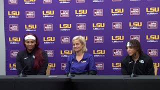 LSU WBB G Jailin Cherry and C Hannah Gusters join Coach Kim Mulkey in press conference
