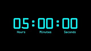 5 Hours Countdown Timer with Alarm & Time Markers / Chapters - Retro Digital - Blue.