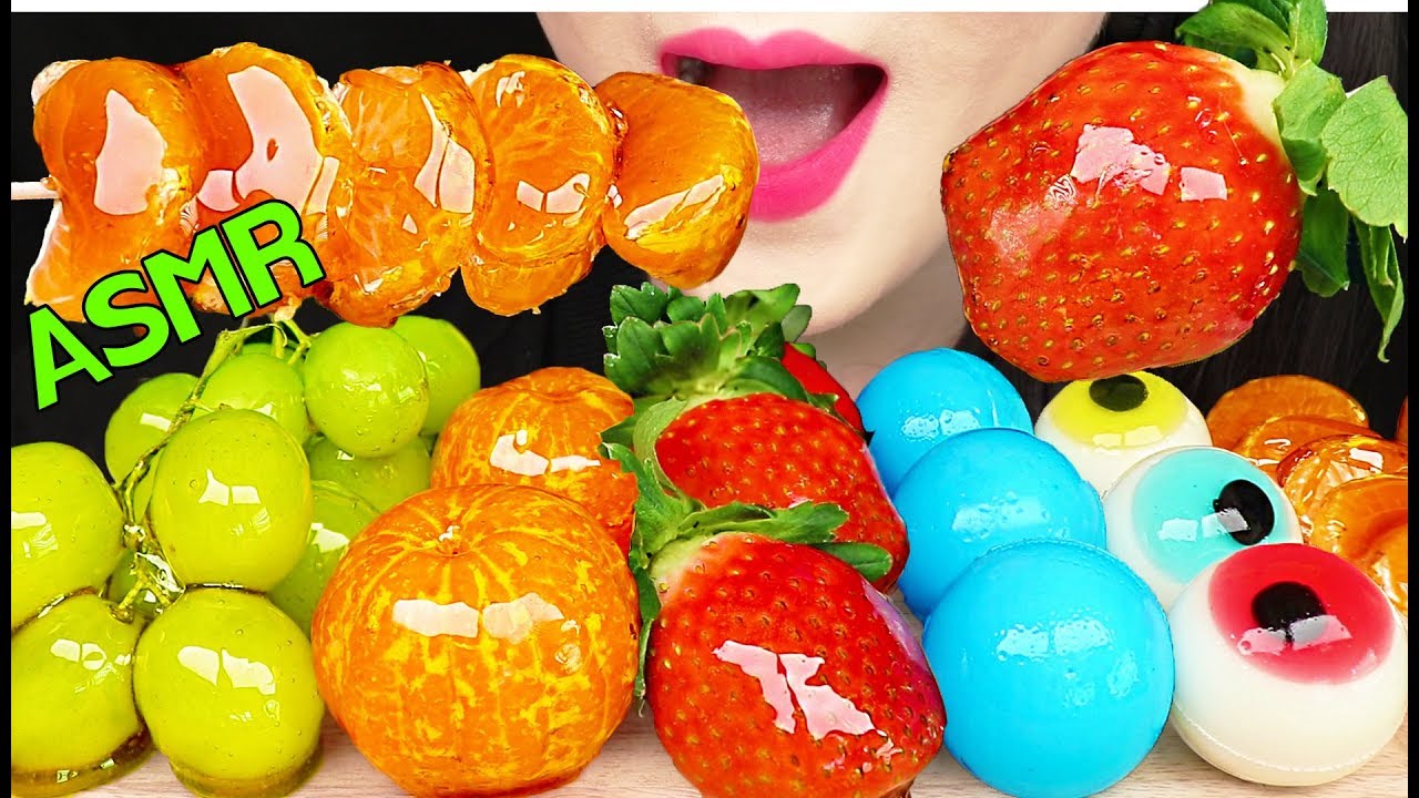 ASMR CANDIED FRUITS TANGHULU *STRAWBERRY, GRAPES, GUMMY JELLY 과일 사탕 탕후루