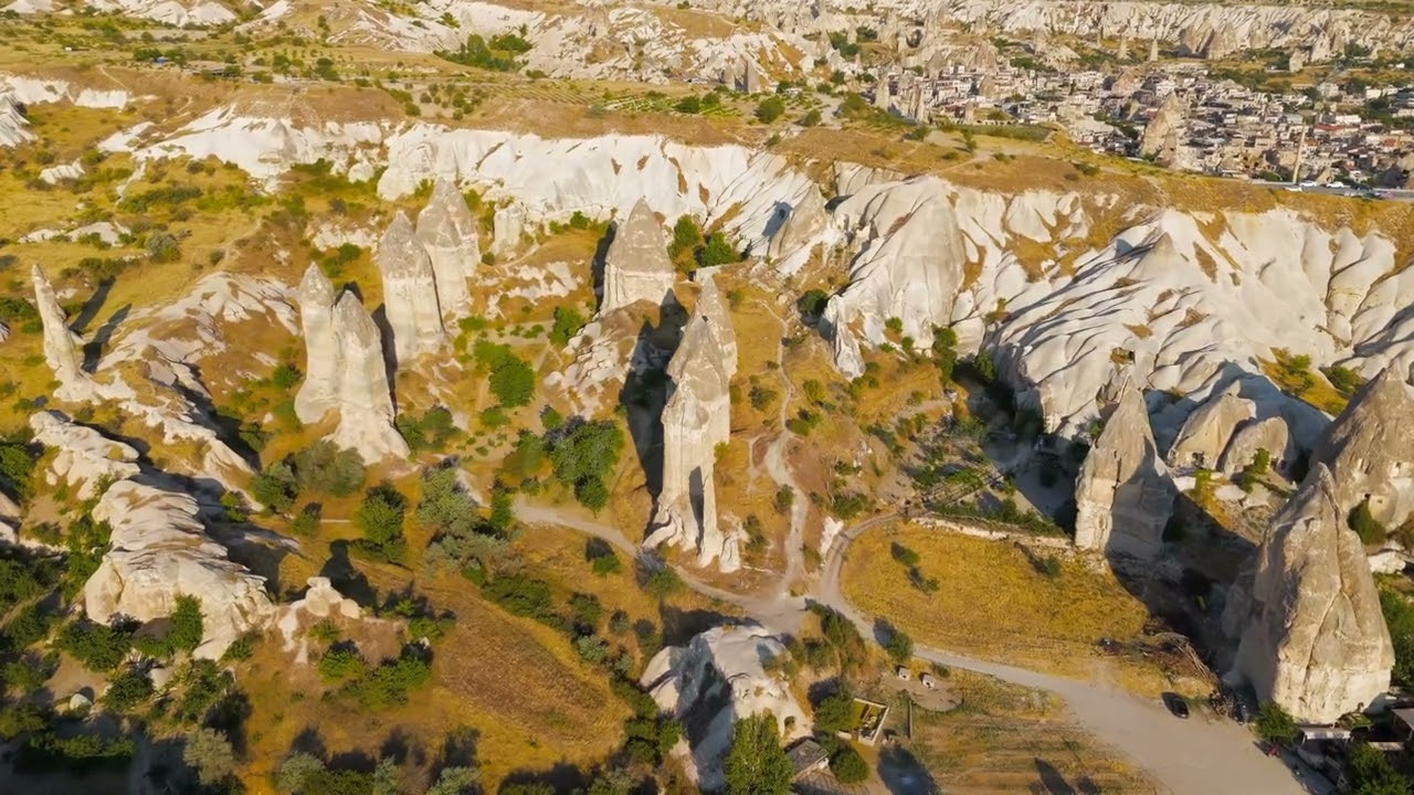 Goreme, Nevsehir, Turkey. Aerial shot of Gorkundere Rocket Valley, showcasing its surreal forest ...