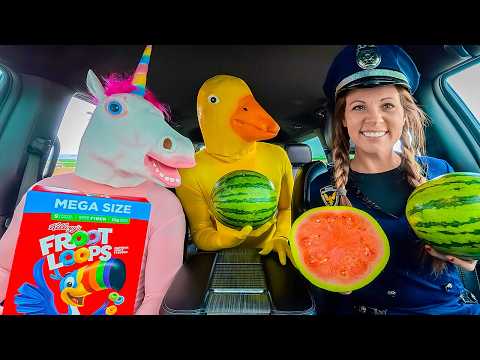Police Surprises Puppy, Cow, Rubber Ducky, and Unicorn With A Car Ride Chase!