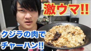 クジラ肉でチャーハンを作って食う！！