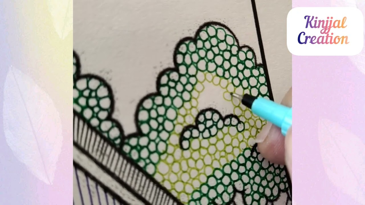 Relaxing Drawing Art | Beautiful House & Nature Pen Art | Relaxing Line Art | Peaceful Home Garden