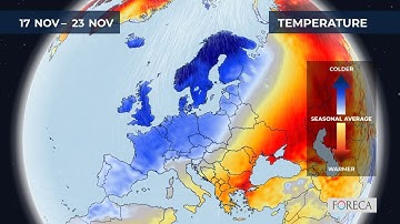 Monthly temperature forecast for Europe 13/11/2025