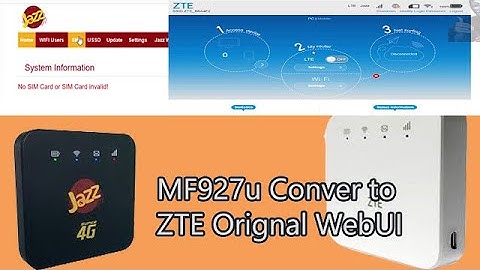 How to Jazz MF927u Convert to ZTE MF927u Original WebUI | Youtubians