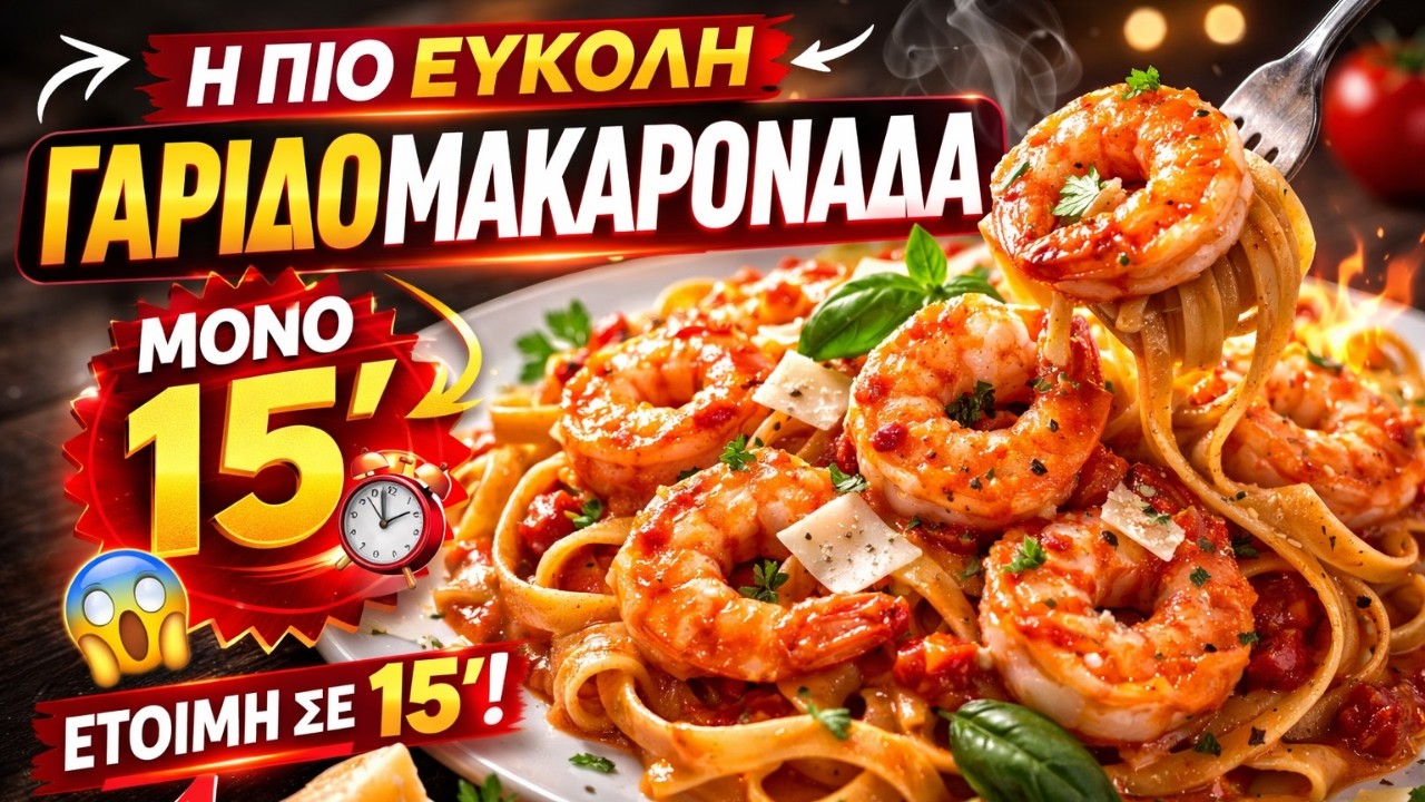 макароны с креветками за 15 минут!