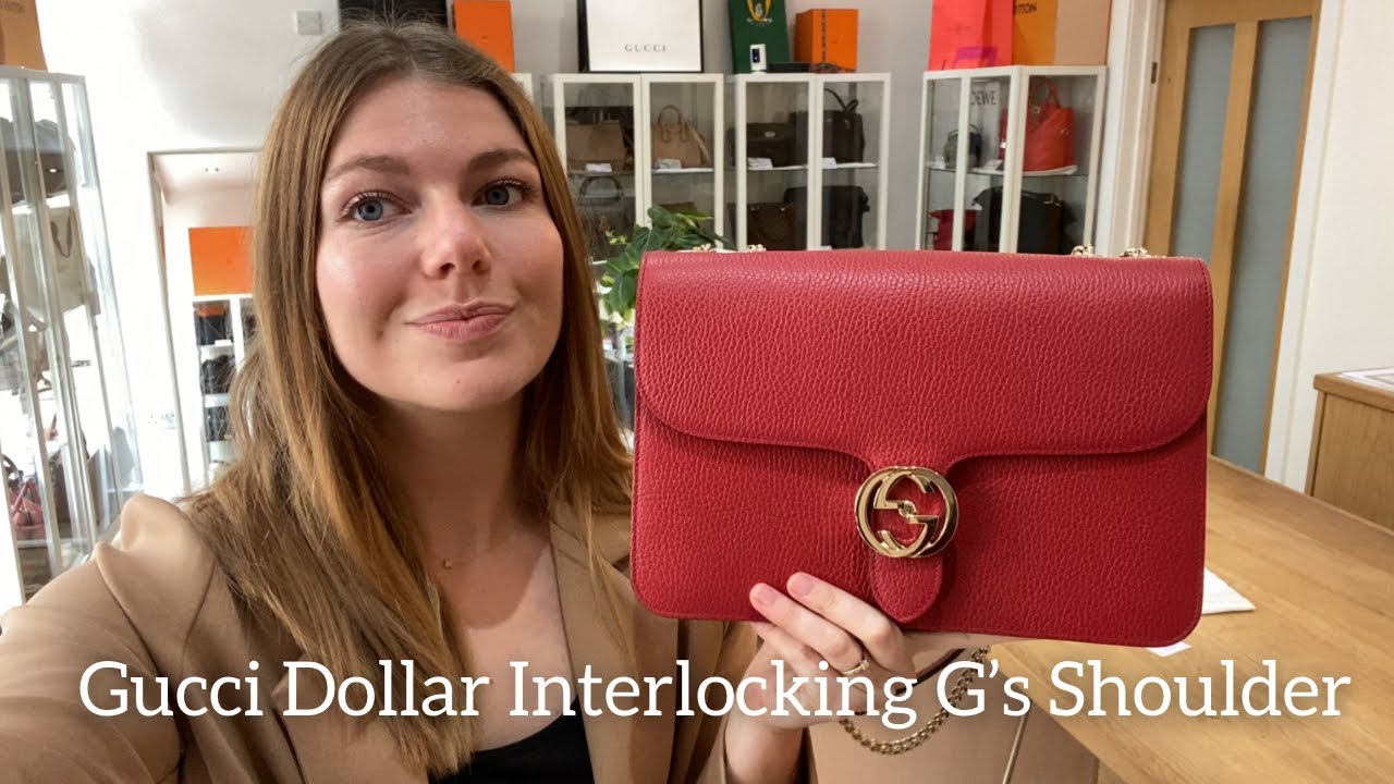Gucci Black Leather Dollar Interlocking G Shoulder Bag Gucci