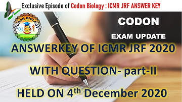 ICMR JRF 2020 ANSWER KEY  PART 2 WITH QUESTION